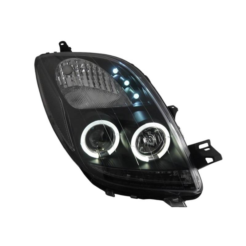 Autoscheinwerfer Kompatibel for Toyota Yaris Angel Eyes Kopf Lampe 2005-2012 Jahr Schwarz Farbe Yaris Scheinwerfer Vorne(8000K) von CHJNUUNL