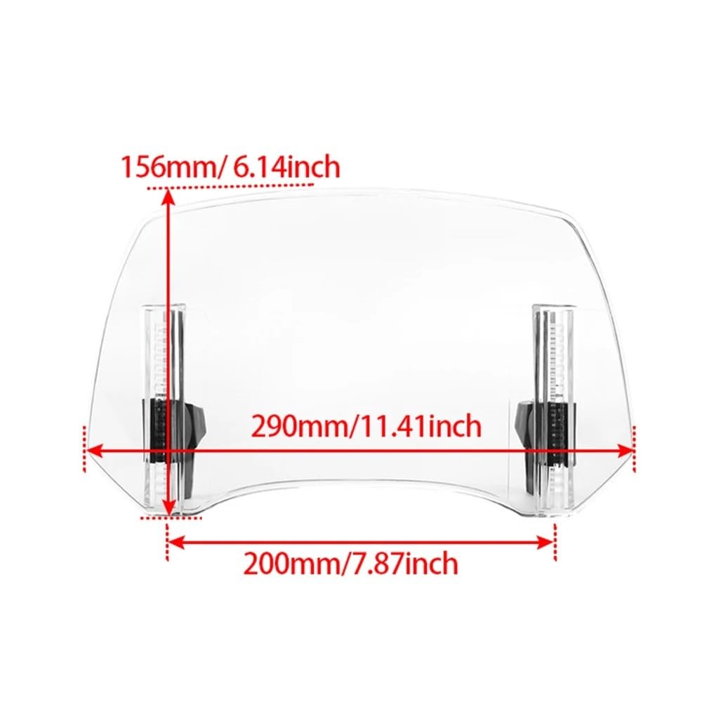 Motorrad-Windschutzscheibe Universeller Motorrad-Windschutzscheiben-Verlängerungs-Verstellbarer Spoiler-Klemm-Windschutzscheiben-Deflektor(Heighten Clear) von CHLKEAMEE