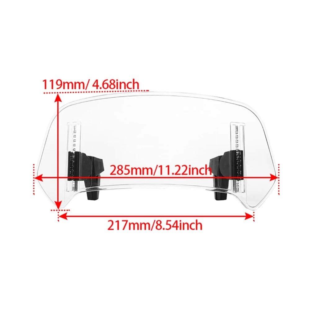 Motorrad-Windschutzscheibe Universeller Motorrad-Windschutzscheiben-Verlängerungs-Verstellbarer Spoiler-Klemm-Windschutzscheiben-Deflektor(Small Clear) von CHLKEAMEE