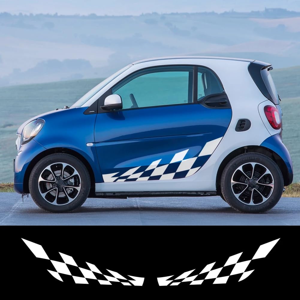 2 STÜCKE Autotür Seite Gitter Vinyl Film Aufkleber, für Mercedes Benz, für Smart, fortwo W453 W451 Racing Auto Body Decor Decal Zubehör von CHLSHZXD