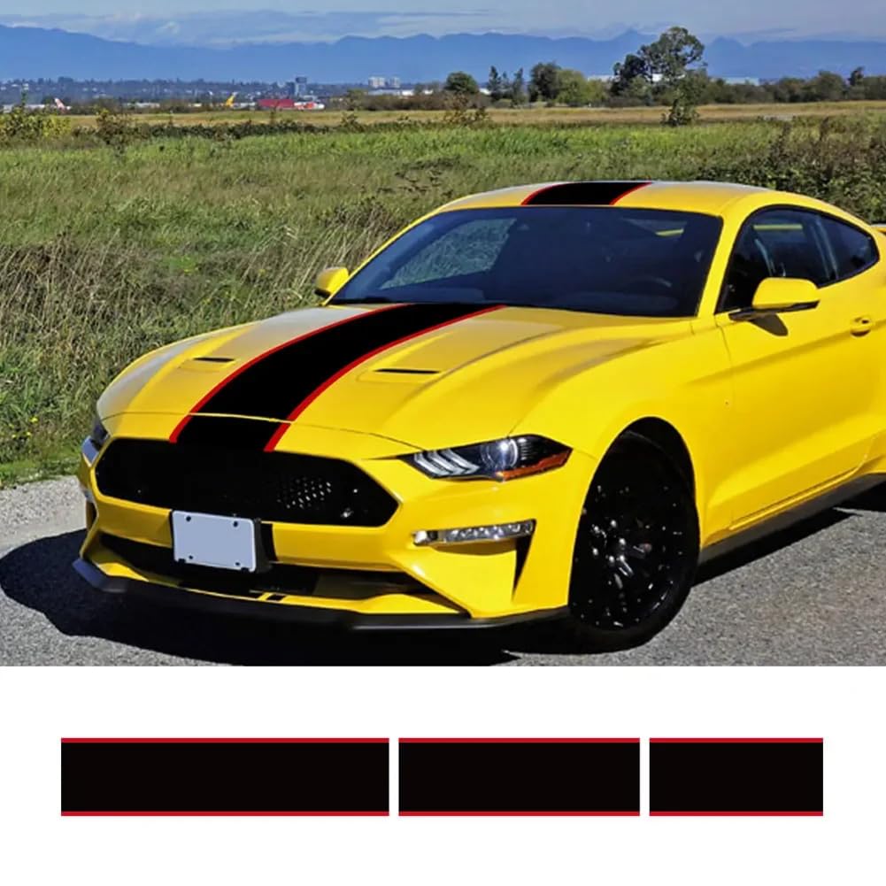 3Pcs Auto Aufkleber Grafik Streifen Kit Vinyl Tuning Abdeckung, für Ford Mustang GT500 GT350 GT Auto Motorhaube Bonent Dach Heck Dekor Aufkleber von CHLSHZXD