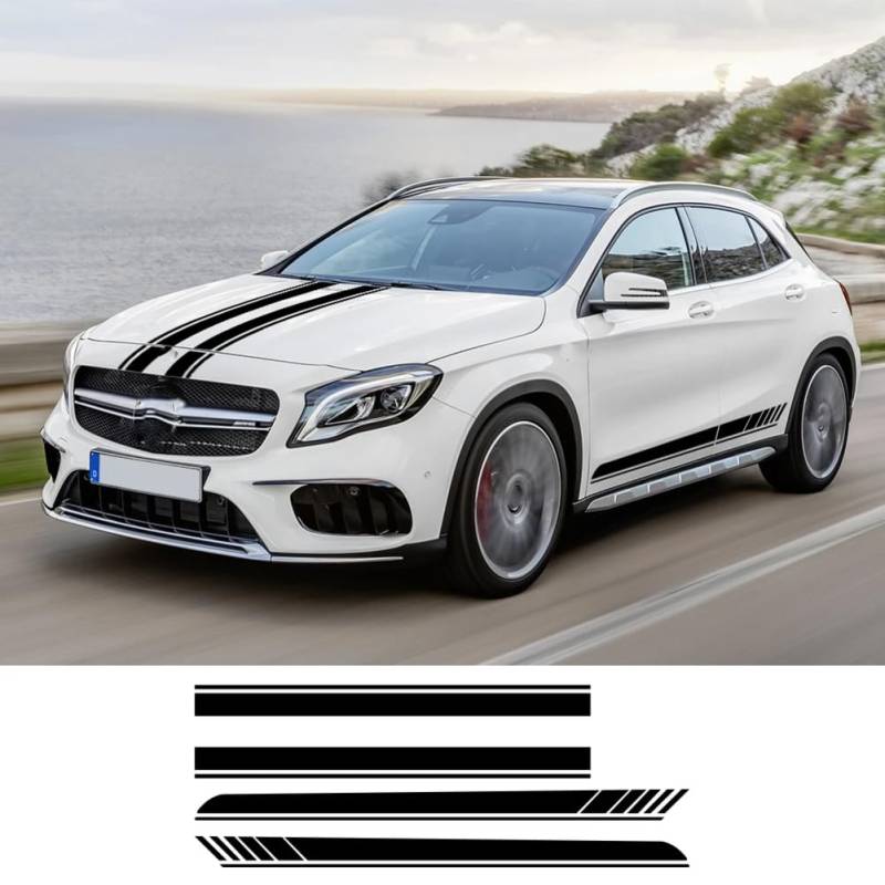 Auto Seite Aufkleber, für Mercedes Benz GLA GLA45 GLA180 GLA200 GLA220 GLA250 X156 H247 AMG Motorhaube Vinyl Aufkleber Zubehör Karosserie Set von CHLSHZXD