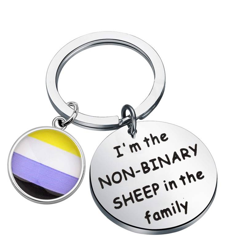 CHOORO Non-Binary Gift Non Binary Pride Gift I'm The Non-Binary Sheep in The Family Schlüsselanhänger, GRAU, Medium von CHOORO