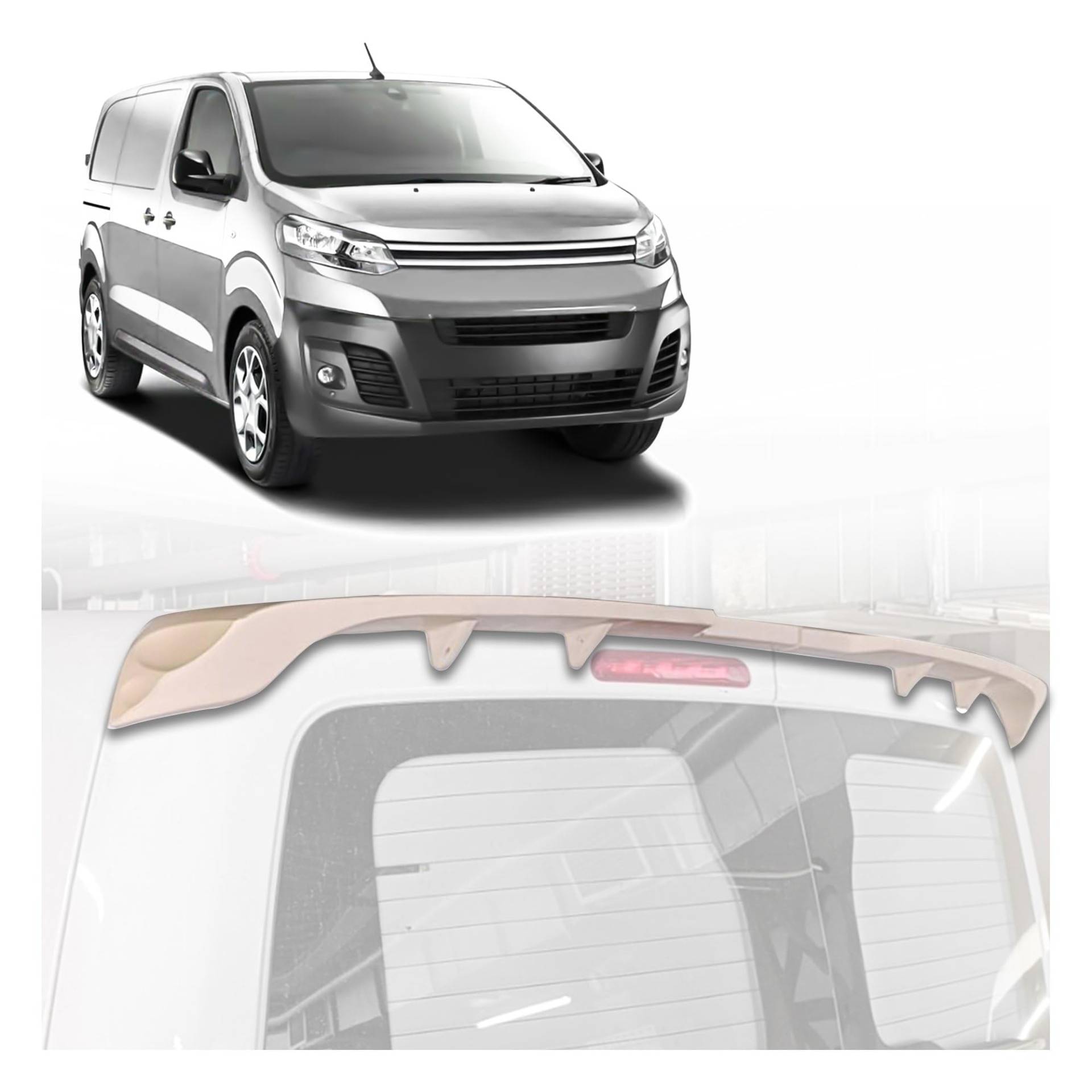 CHROMEMASTER | Dachspoiler Heckspoiler Kompatibel mit Citroen Dispatch 2016+; Auto Zubehör - Spoiler für Auto; Polyurethan; Zum Lackieren; Montagemethode: Klebstoff | Optisches Autotuning von CHROMEMASTER