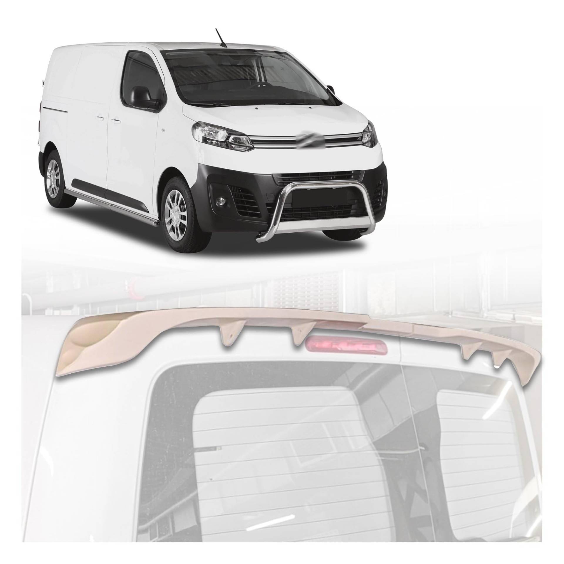 CHROMEMASTER | Dachspoiler Heckspoiler Kompatibel mit Citroen Jumpy 2016+; Auto Zubehör - Spoiler für Auto; Polyurethan; Zum Lackieren; Montagemethode: Klebstoff | Optisches Autotuning von CHROMEMASTER