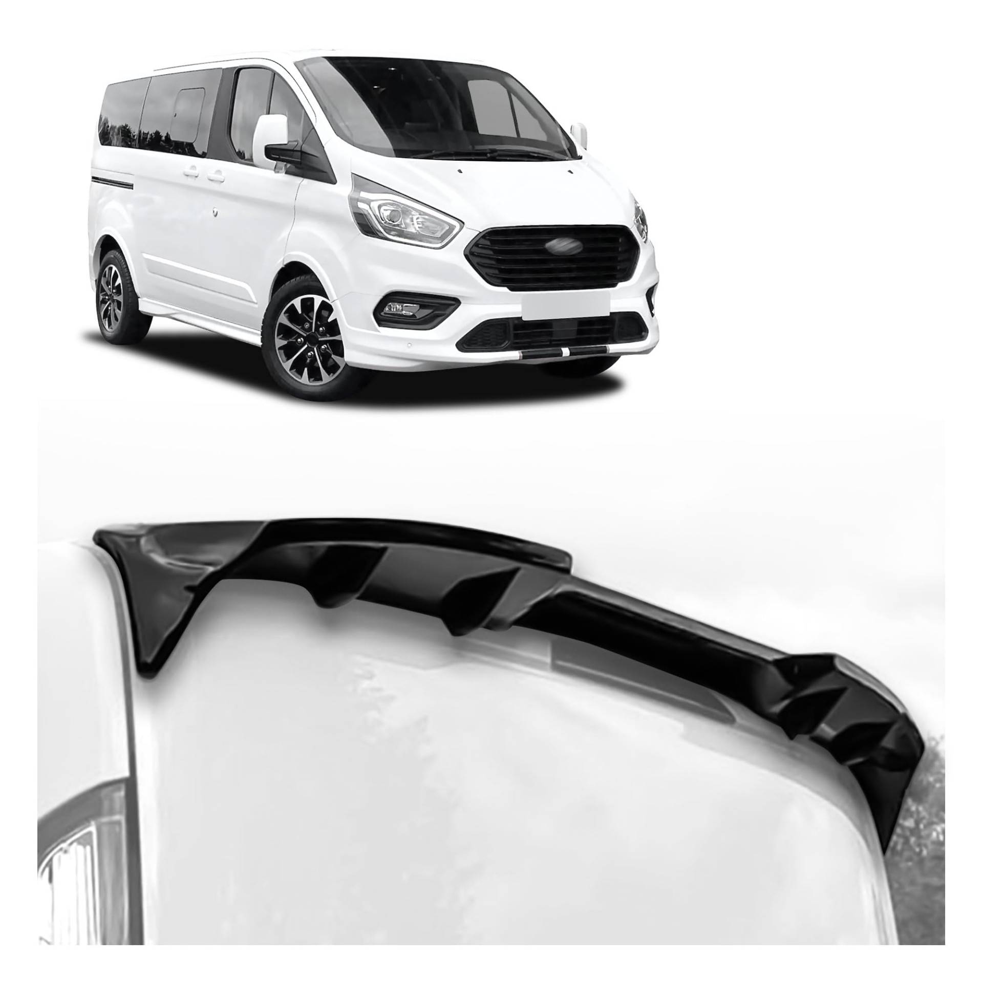 CHROMEMASTER | Dachspoiler Heckspoiler Kompatibel mit Ford Tourneo Custom 2012-2023; Auto Zubehör - Spoiler für Auto; Polyurethan; Zum Lackieren; Montagemethode: Klebstoff | Optisches Autotuning von CHROMEMASTER