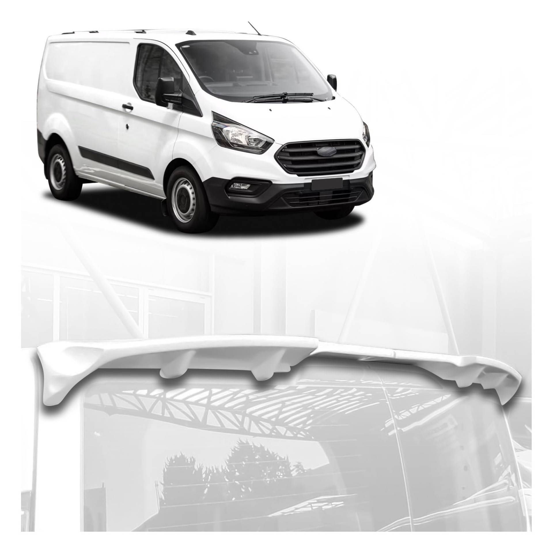 CHROMEMASTER | Dachspoiler Heckspoiler Kompatibel mit Ford Transit Custom 2012-2023; Auto Zubehör - Spoiler für Auto; Polyurethan; Zum Lackieren; Montagemethode: Klebstoff | Optisches Autotuning von CHROMEMASTER