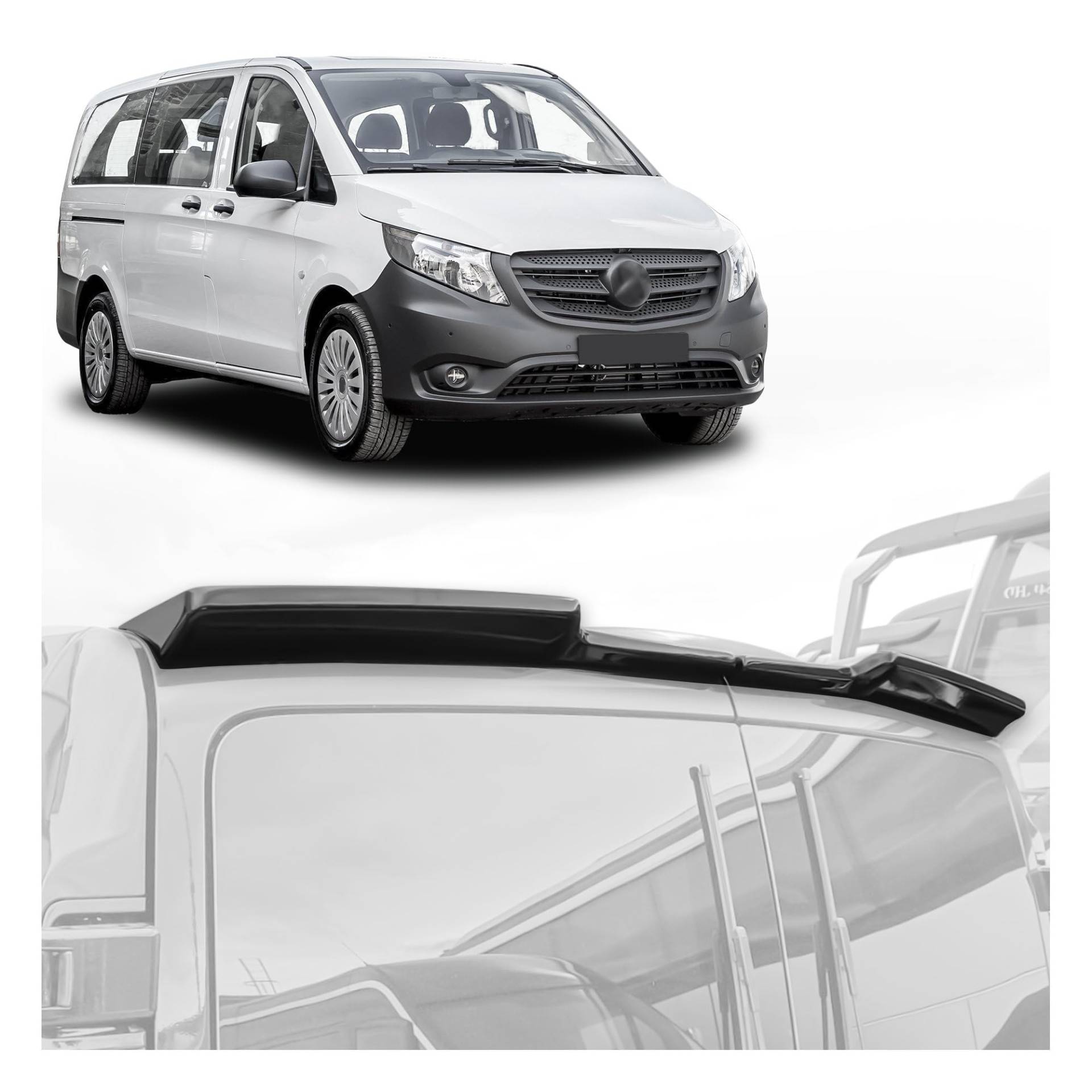 CHROMEMASTER | Dachspoiler Heckspoiler Kompatibel mit Mercedes Vito W447 2014+; Auto Zubehör - Spoiler für Auto; Polyurethan; Zum Lackieren; Montagemethode: Klebstoff | Optisches Autotuning von CHROMEMASTER