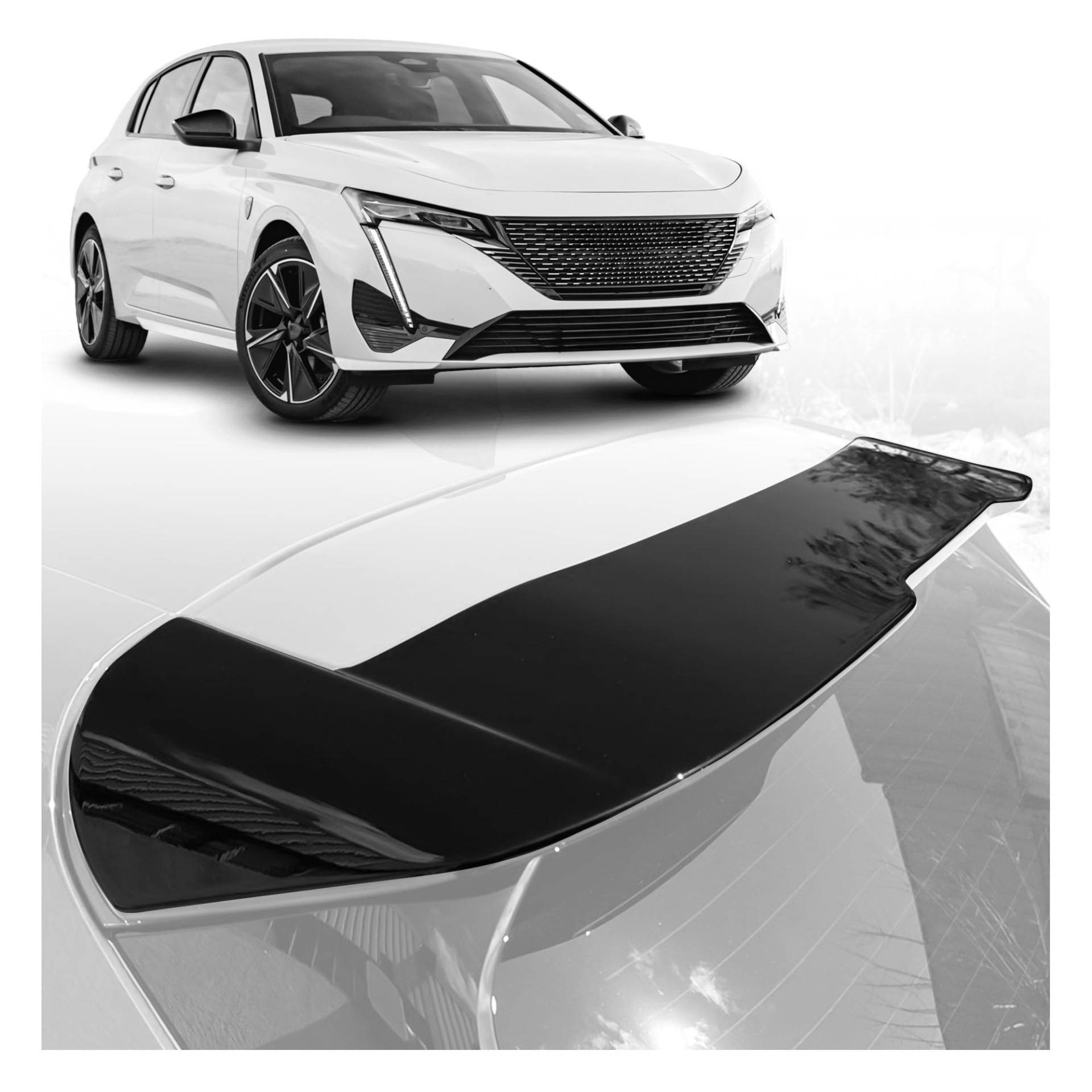 CHROMEMASTER | Dachspoiler Heckspoiler Kompatibel mit Peugeot 308 Schrägheck 2022+; Auto Zubehör - Spoiler für Auto; Polyurethan; Zum Lackieren; Montagemethode: Klebstoff | Optisches Autotuning von CHROMEMASTER