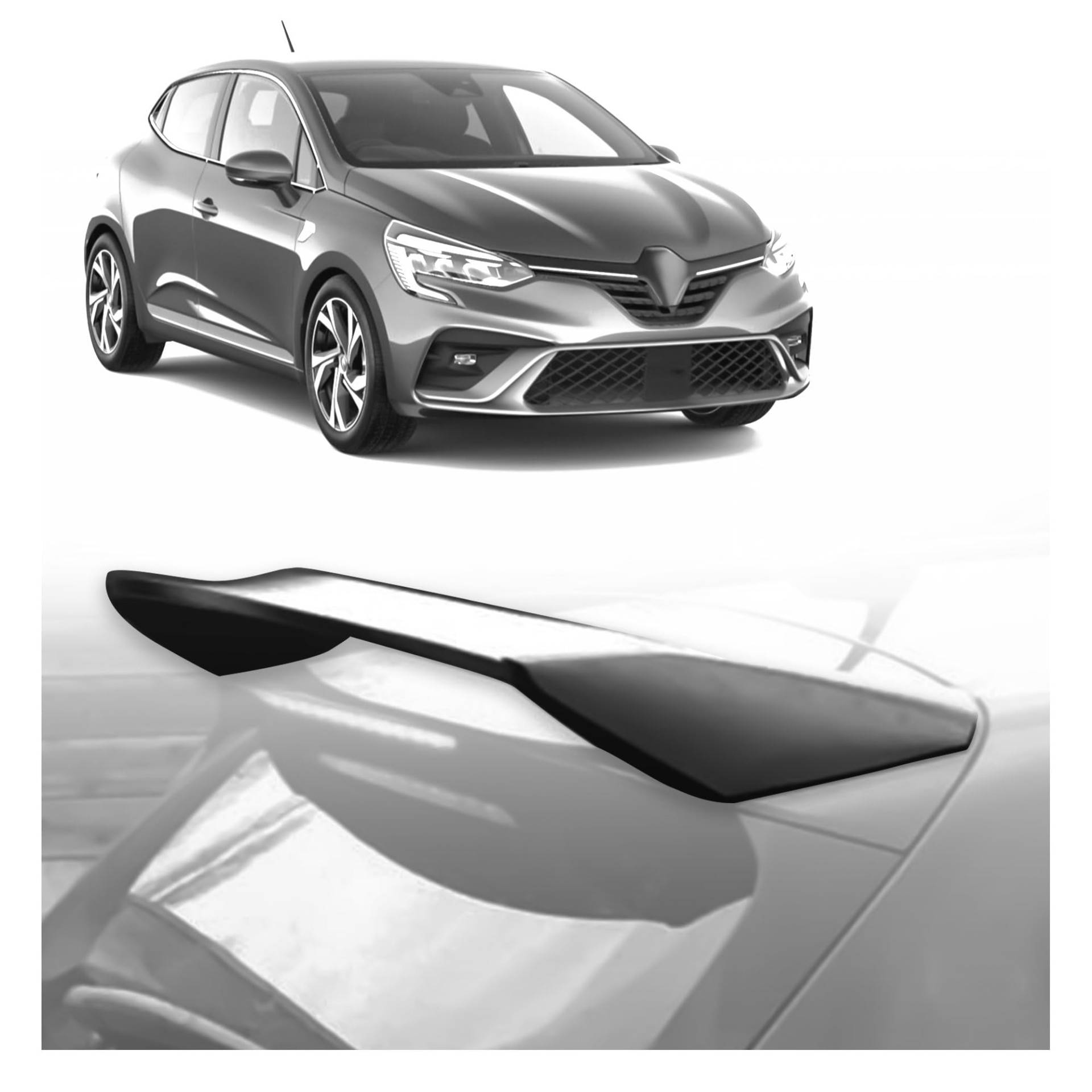 CHROMEMASTER | Dachspoiler Heckspoiler Kompatibel mit Renault Clio Schrägheck 2019+; Auto Zubehör - Spoiler für Auto; Polyurethan; Zum Lackieren; Montagemethode: Klebstoff | Optisches Autotuning von CHROMEMASTER