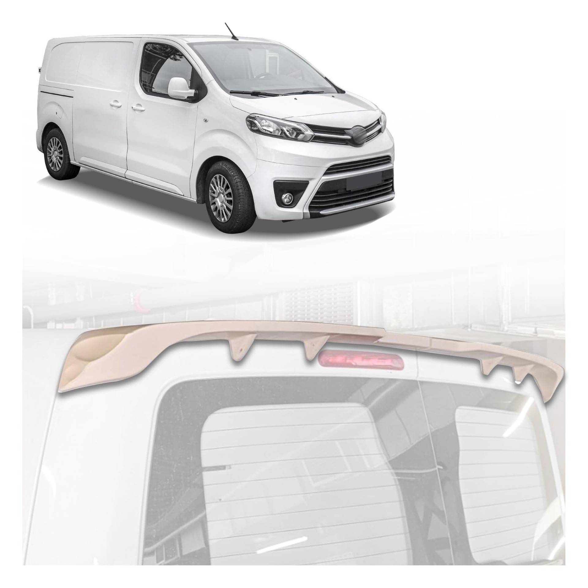 CHROMEMASTER | Dachspoiler Heckspoiler Kompatibel mit Toyota Proace 2016+; Auto Zubehör - Spoiler für Auto; Polyurethan; Zum Lackieren; Montagemethode: Klebstoff | Optisches Autotuning von CHROMEMASTER