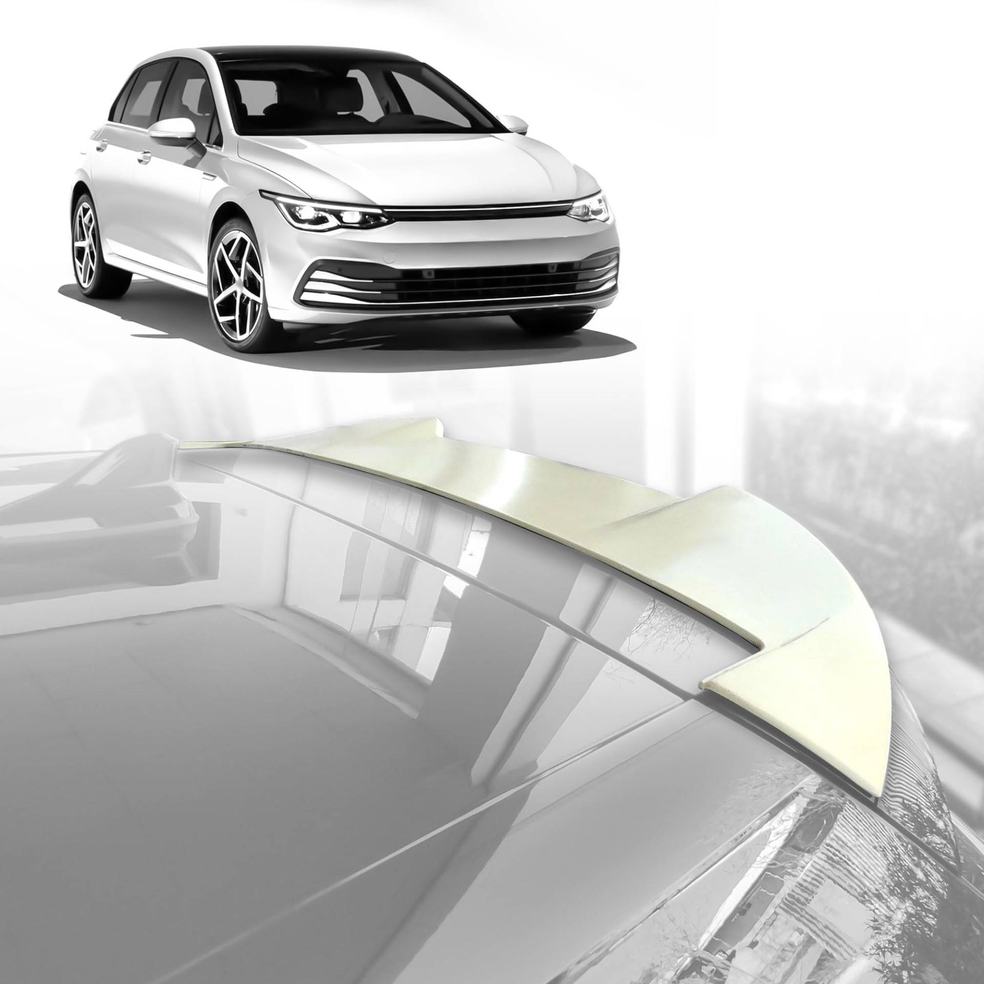 CHROMEMASTER | Dachspoiler Heckspoiler Kompatibel mit VW Golf Schrägheck 2019+; Auto Zubehör - Spoiler für Auto; Polyurethan; Zum Lackieren; Montagemethode: Klebstoff | Optisches Autotuning von CHROMEMASTER