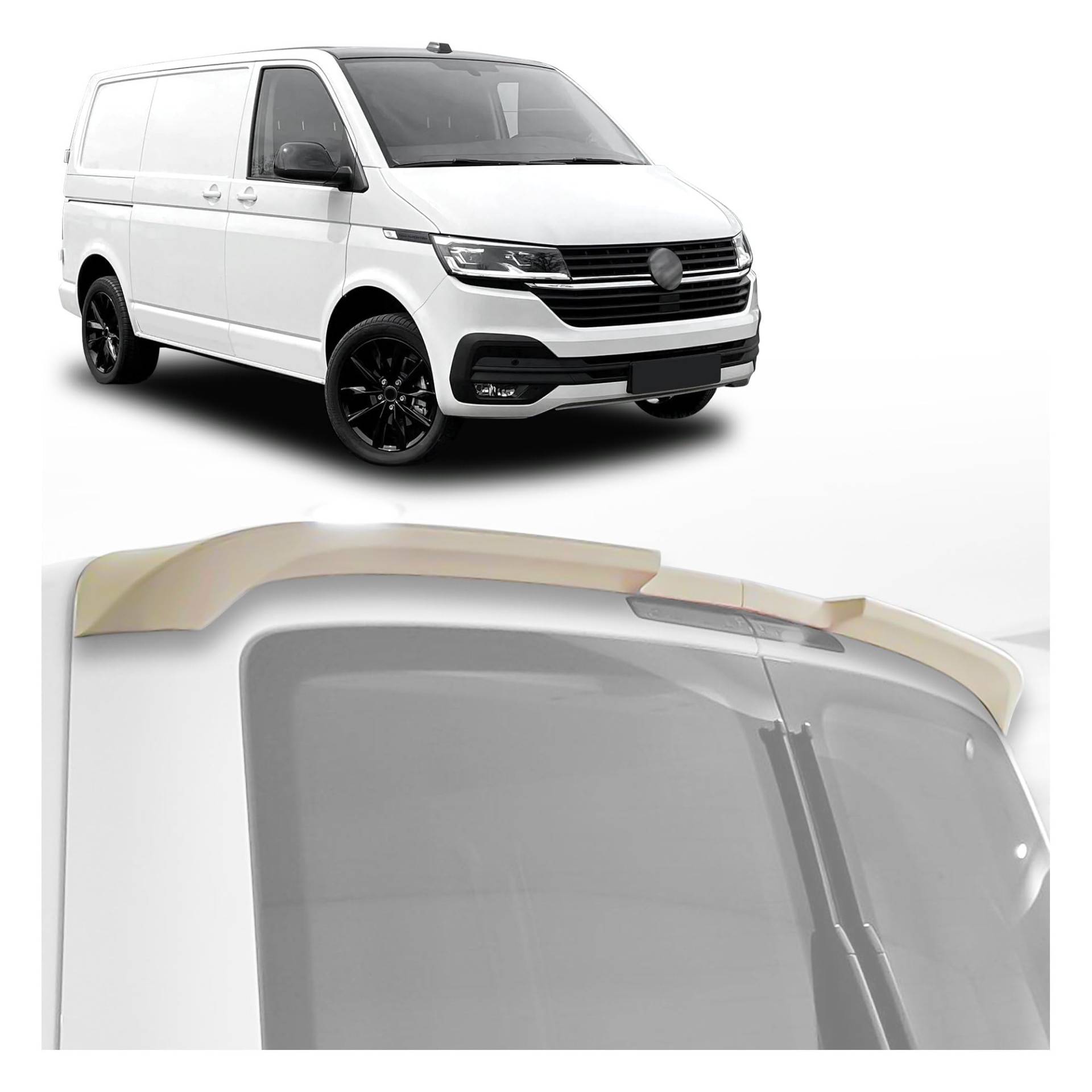 CHROMEMASTER Dachspoiler Heckspoiler Kompatibel mit VW Transporter T6.1 2019-2023; Auto Zubehör - Spoiler für Auto; Polyurethan; Zum Lackieren; Montagemethode: Klebstoff | Optisches Autotuning von CHROMEMASTER