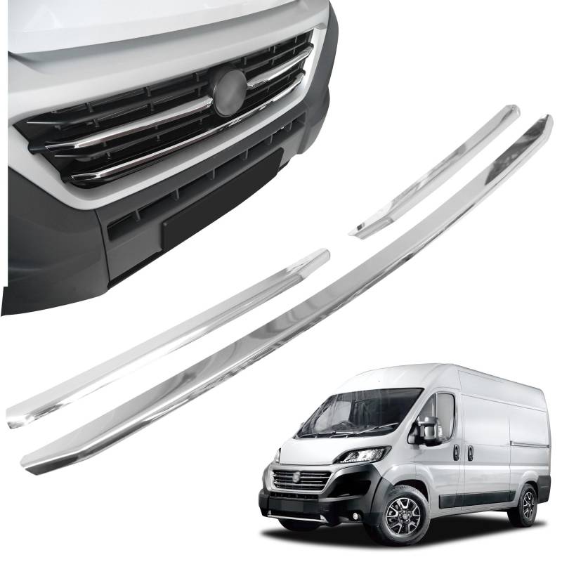 CHROMEMASTER | Kompatibel mit Fiat Ducato 2014-2021 | Leisten für Kühlergrill, Zierblenden, Rostfreier Stahl Poliert | Perfekte Passform; Neues, Attraktives Erscheinungsbild des Fahrzeugs von CHROMEMASTER