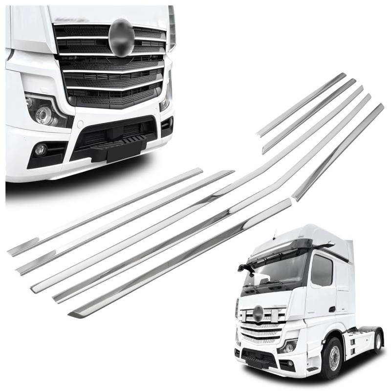 CHROMEMASTER | Kompatibel mit Mercedes Actros MP5 2018+ | Leisten für Kühlergrill, Zierblenden, Rostfreier Stahl Poliert | Perfekte Passform; Neues, Attraktives Erscheinungsbild des Fahrzeugs von CHROMEMASTER