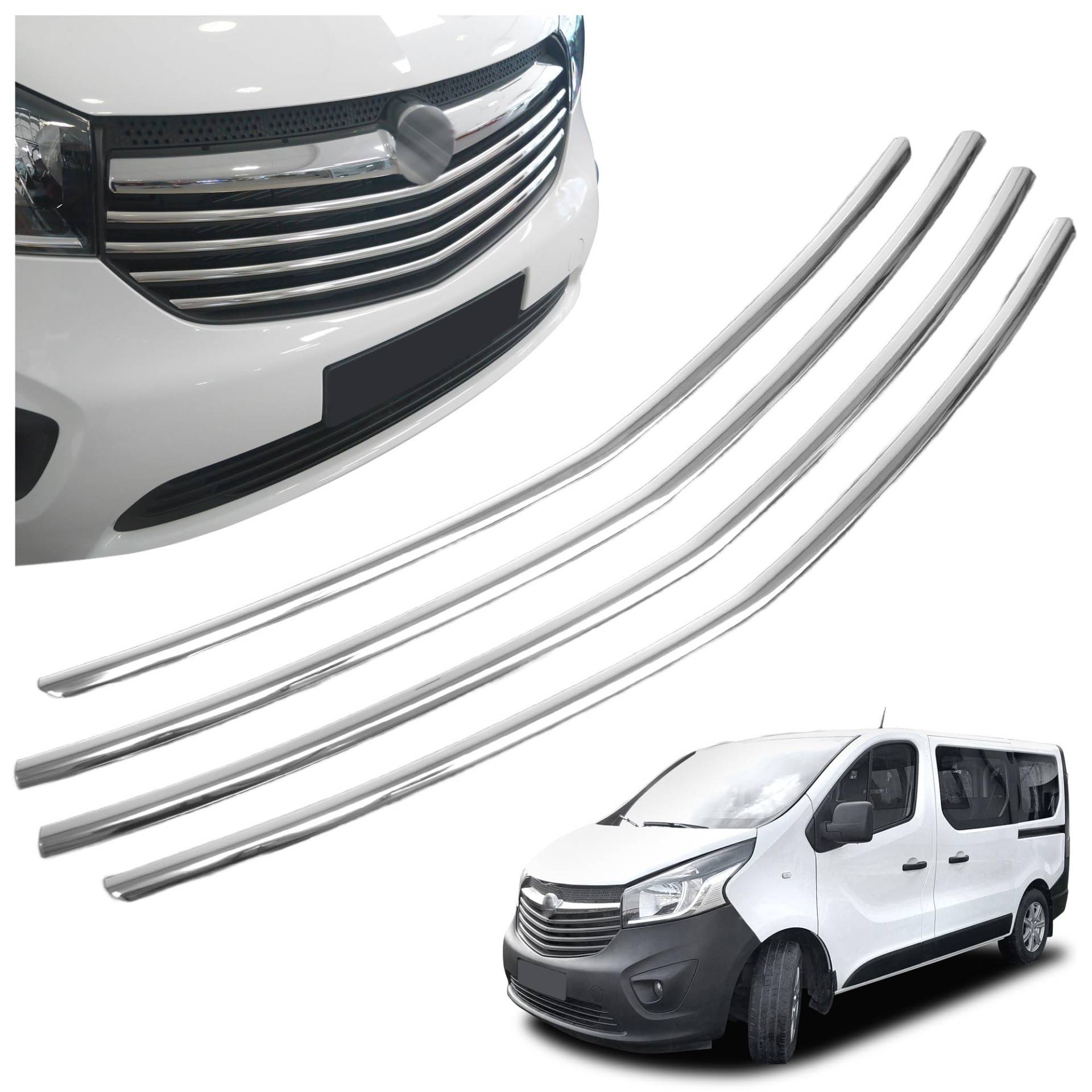 CHROMEMASTER | Kompatibel mit Opel Vivaro 2014-2019 | Leisten für Kühlergrill, Zierblenden, Rostfreier Stahl Poliert | Perfekte Passform; Neues, Attraktives Erscheinungsbild des Fahrzeugs von CHROMEMASTER