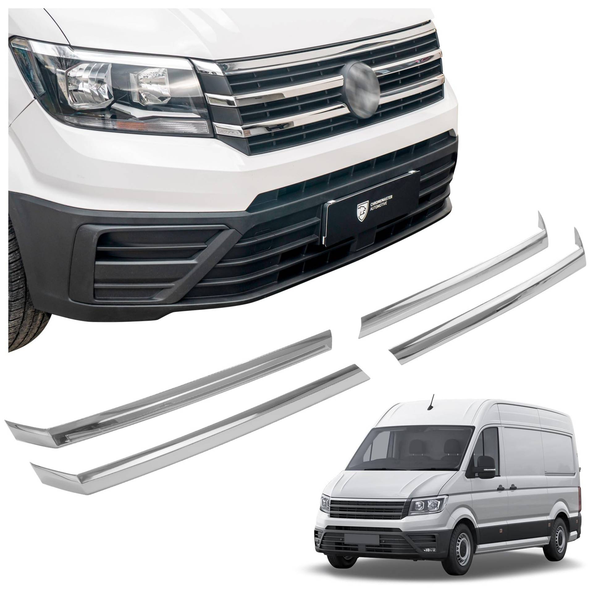 CHROMEMASTER | Kompatibel mit VW Crafter 2017+ | Leisten für Kühlergrill, Zierblenden, Rostfreier Stahl Poliert | Perfekte Passform; Neues, Attraktives Erscheinungsbild des Fahrzeugs von CHROMEMASTER