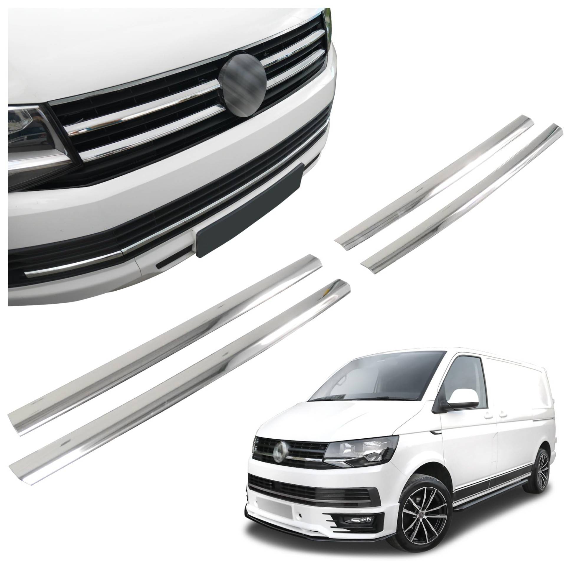 CHROMEMASTER | Kompatibel mit VW T6 Transporter 2015-2019 | Leisten für Kühlergrill, Zierblenden, Rostfreier Stahl Poliert | Perfekte Passform; Neues, Attraktives Erscheinungsbild des Fahrzeugs von CHROMEMASTER