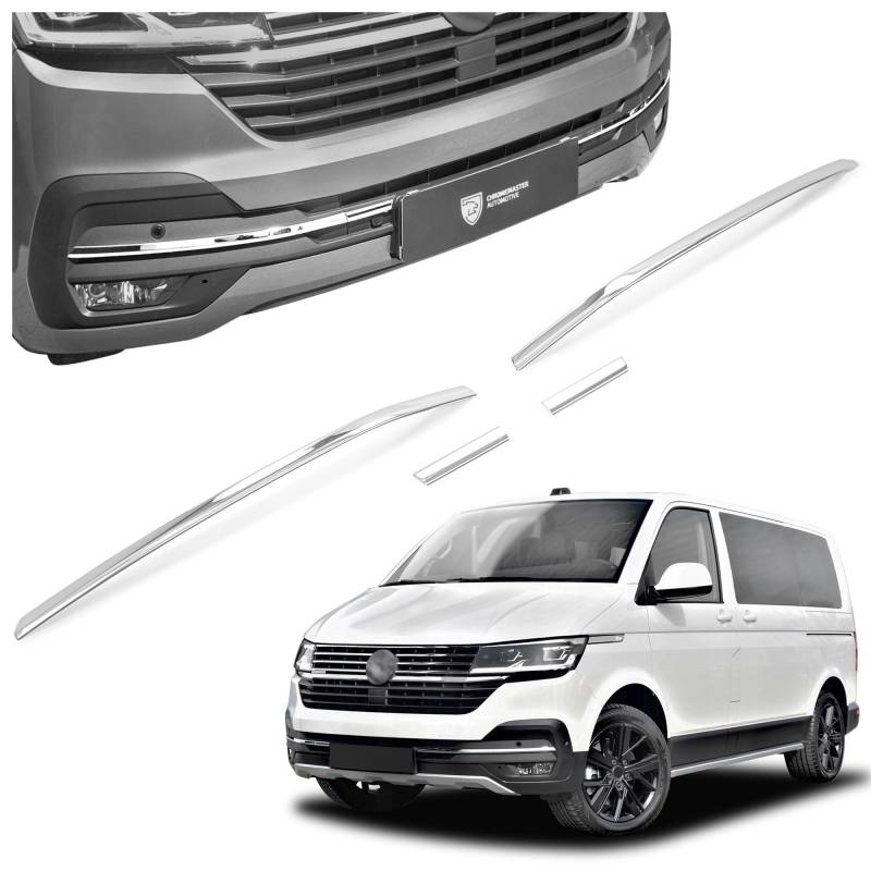 CHROMEMASTER | Kompatibel mit VW T6.1 Caravelle 2019-2024 | Chromleisten Stoßstange Vorne, untere Zierblende der Frontschürze, Rostfreier Stahl Poliert | Attraktives Erscheinungsbild des Fahrzeugs von CHROMEMASTER