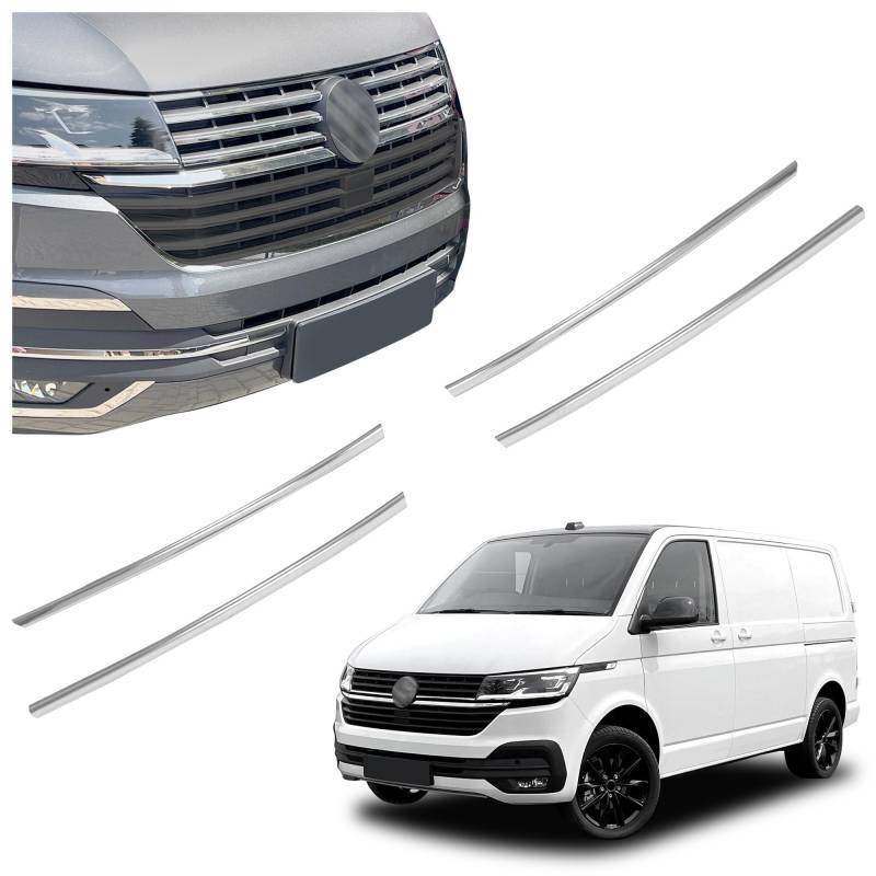 CHROMEMASTER | Kompatibel mit VW T6.1 Transporter 2019-2024 | Leisten für Kühlergrill, Zierblenden, Rostfreier Stahl Poliert | Perfekte Passform; Neues, Attraktives Erscheinungsbild des Fahrzeugs von CHROMEMASTER