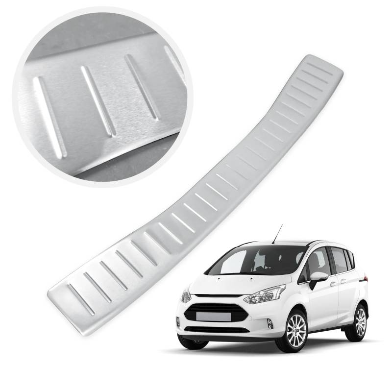 CHROMEMASTER | Ladekantenschutz Stoßstangenschutz | Kompatibel mit Ford B-Max 2012-2017; Gebürsteter Edelstahl, Silber Matt; Unsere Lackschutzleiste Sichert den Heckstoßfänger vor Kratzern von CHROMEMASTER