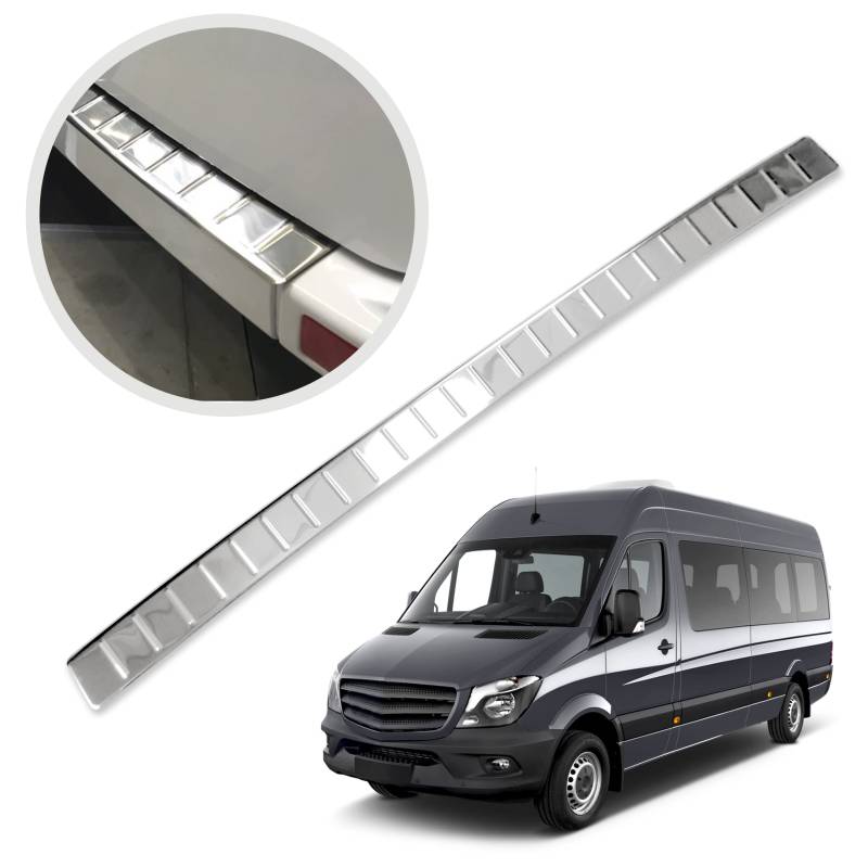 CHROMEMASTER | Ladekantenschutz Stoßstangenschutz | Kompatibel mit Mercedes Sprinter W906 2007-2018; Edelstahl Poliert/Chrom; Unsere Lackschutzleiste Sichert den Heckstoßfänger vor Kratzern von CHROMEMASTER