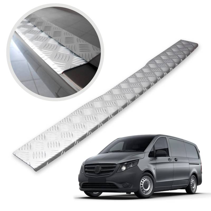 CHROMEMASTER | Ladekantenschutz Stoßstangenschutz | Kompatibel mit Mercedes Vito V-Class W447 2014-; Gerilltes Aluminium; Unsere Lackschutzleiste Sichert den Heckstoßfänger vor Kratzern von CHROMEMASTER