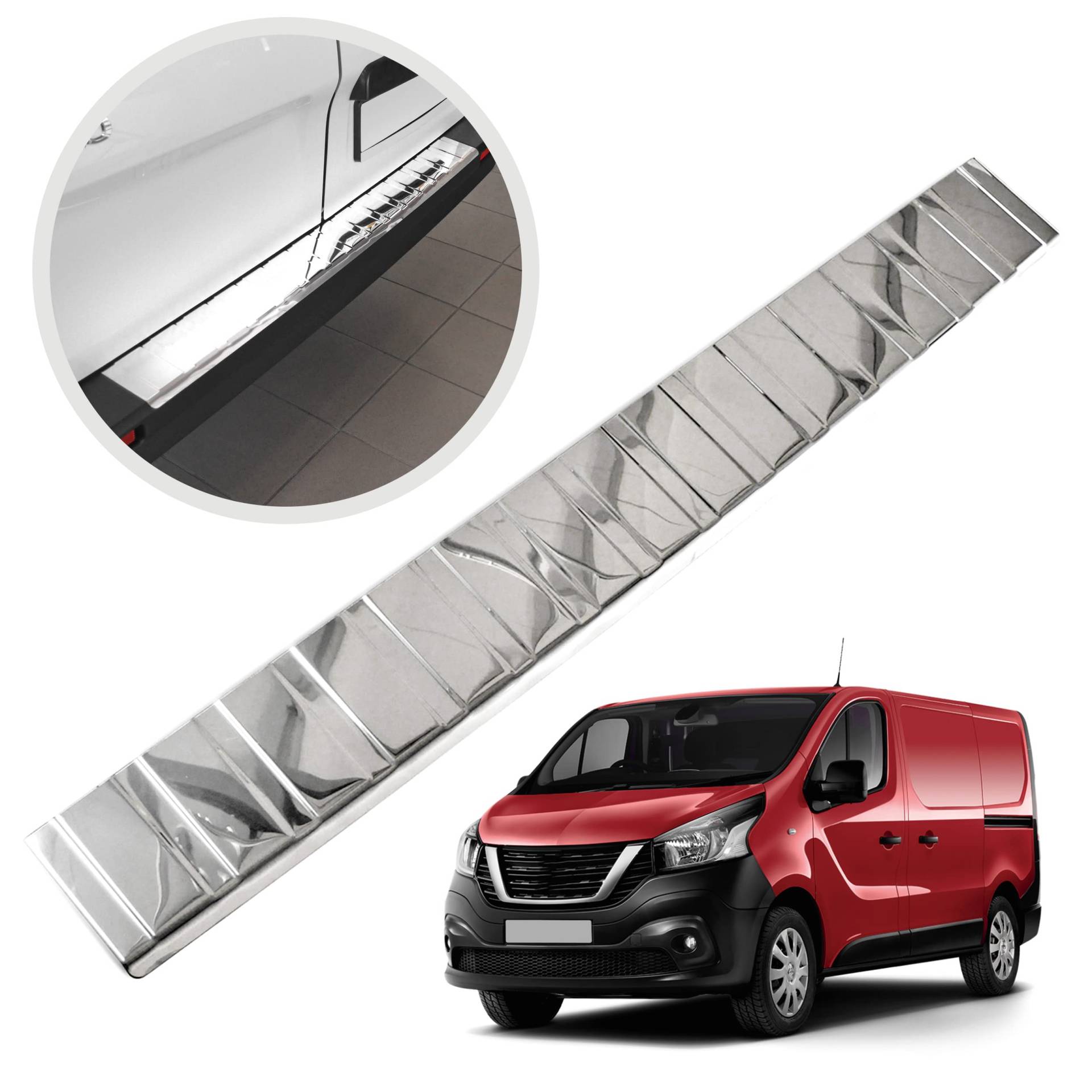 CHROMEMASTER | Ladekantenschutz Stoßstangenschutz | Kompatibel mit Nissan NV300 2016- ; Edelstahl Poliert/Chrom; Unsere Lackschutzleiste Sichert den Heckstoßfänger vor Kratzern Und Beschädigung ab von CHROMEMASTER