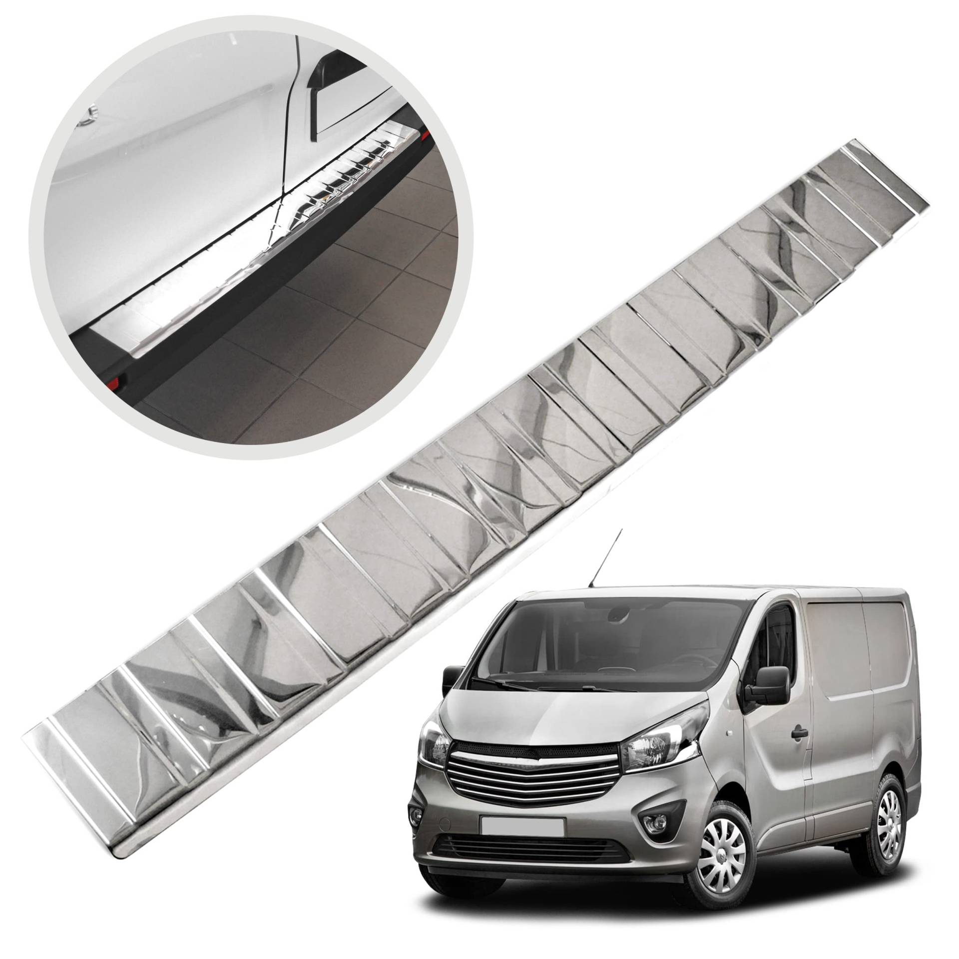 CHROMEMASTER | Ladekantenschutz Stoßstangenschutz | Kompatibel mit Opel Vivaro 2014-2019; Edelstahl Poliert/Chrom; Unsere Lackschutzleiste Sichert den Heckstoßfänger vor Kratzern Und Beschädigung ab von CHROMEMASTER