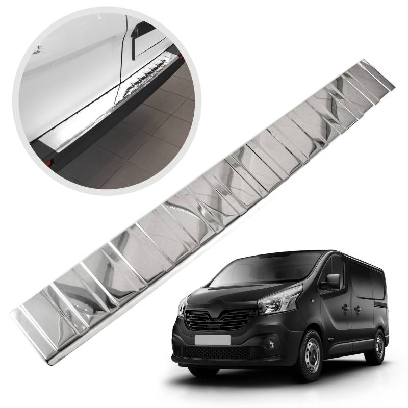 CHROMEMASTER | Ladekantenschutz Stoßstangenschutz | Kompatibel mit Renault Trafic 2014- ; Edelstahl Poliert/Chrom; Unsere Lackschutzleiste Sichert den Heckstoßfänger vor Kratzern Und Beschädigung ab von CHROMEMASTER