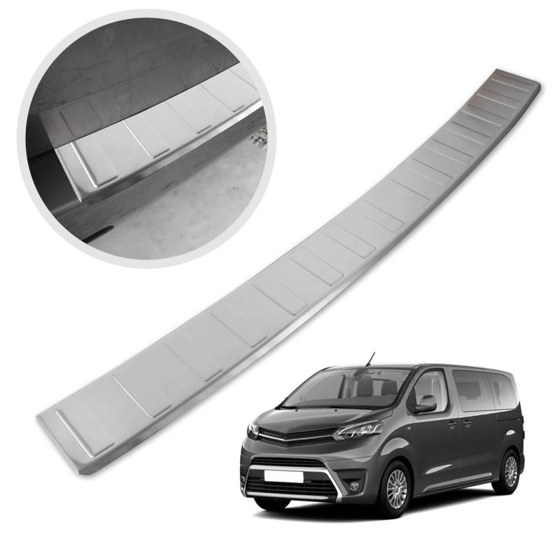 CHROMEMASTER | Ladekantenschutz Stoßstangenschutz | Kompatibel mit Toyota Proace 2016+ ; Gebürsteter Edelstahl, Silber Matt; Unsere Lackschutzleiste Sichert den Heckstoßfänger vor Kratzern von CHROMEMASTER