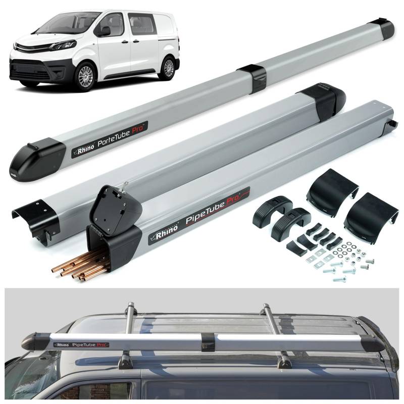 CHROMEMASTER Rhino PipeTube Pro | Kompatibel mit LEVC VN5 2020+ L1H1 | Transportrohr; Dachträger für Rohre und Stangen, 3m | Sicherer Transport von Langgütern | TÜV von CHROMEMASTER