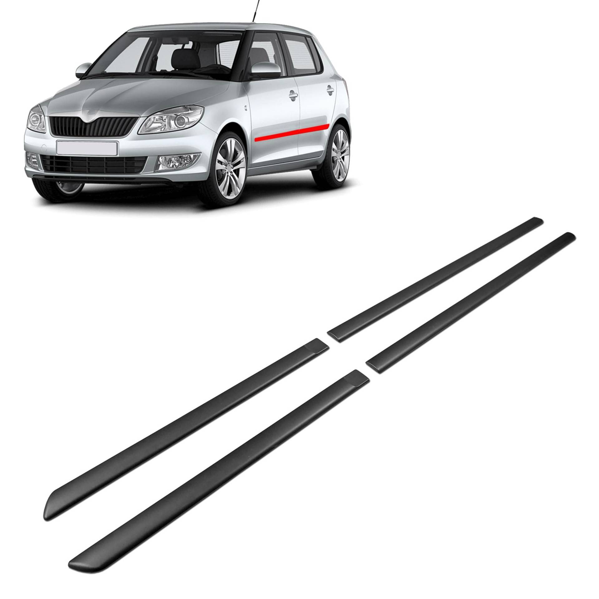 CHROMEMASTER | Schutzleisten für Autotüren Kompatibel mit Skoda Fabia II Kombi/Limousine/Hatchback 2007-2014 | Kunststoff Dekorative Seitenleisten schützen Lack und Fahrzeugtüren vor Beschädigung von CHROMEMASTER