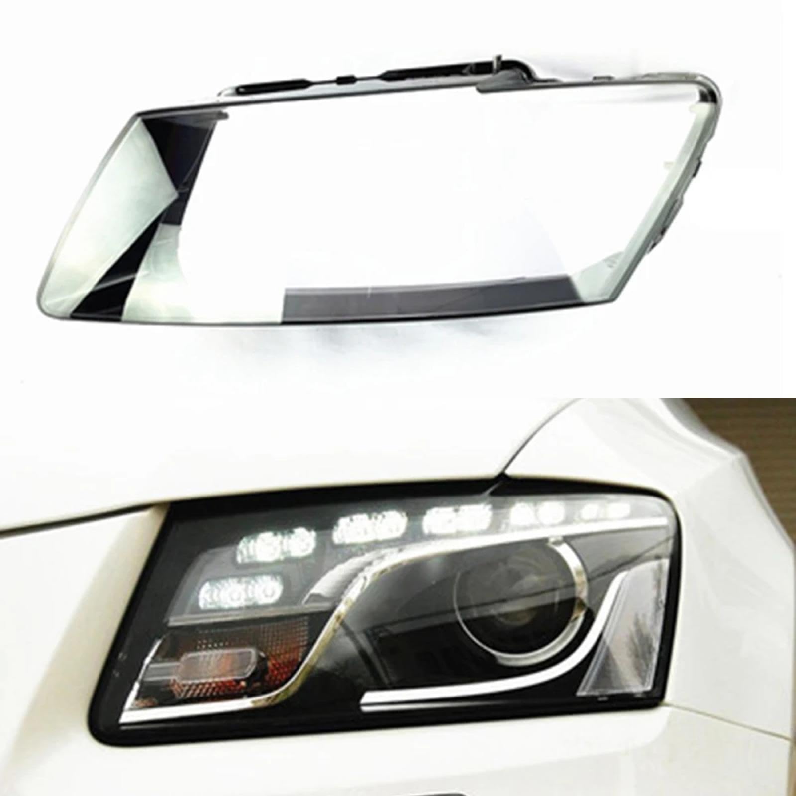 CHROX Für Audi Q5 2010 2011 2012, vordere Auto-Scheinwerfergehäusekappen, Linsenabdeckung, Schattenschale, automatische transparente Lichtlampenabdeckung Auto klare Linsen hülle Abdeckung von CHROX