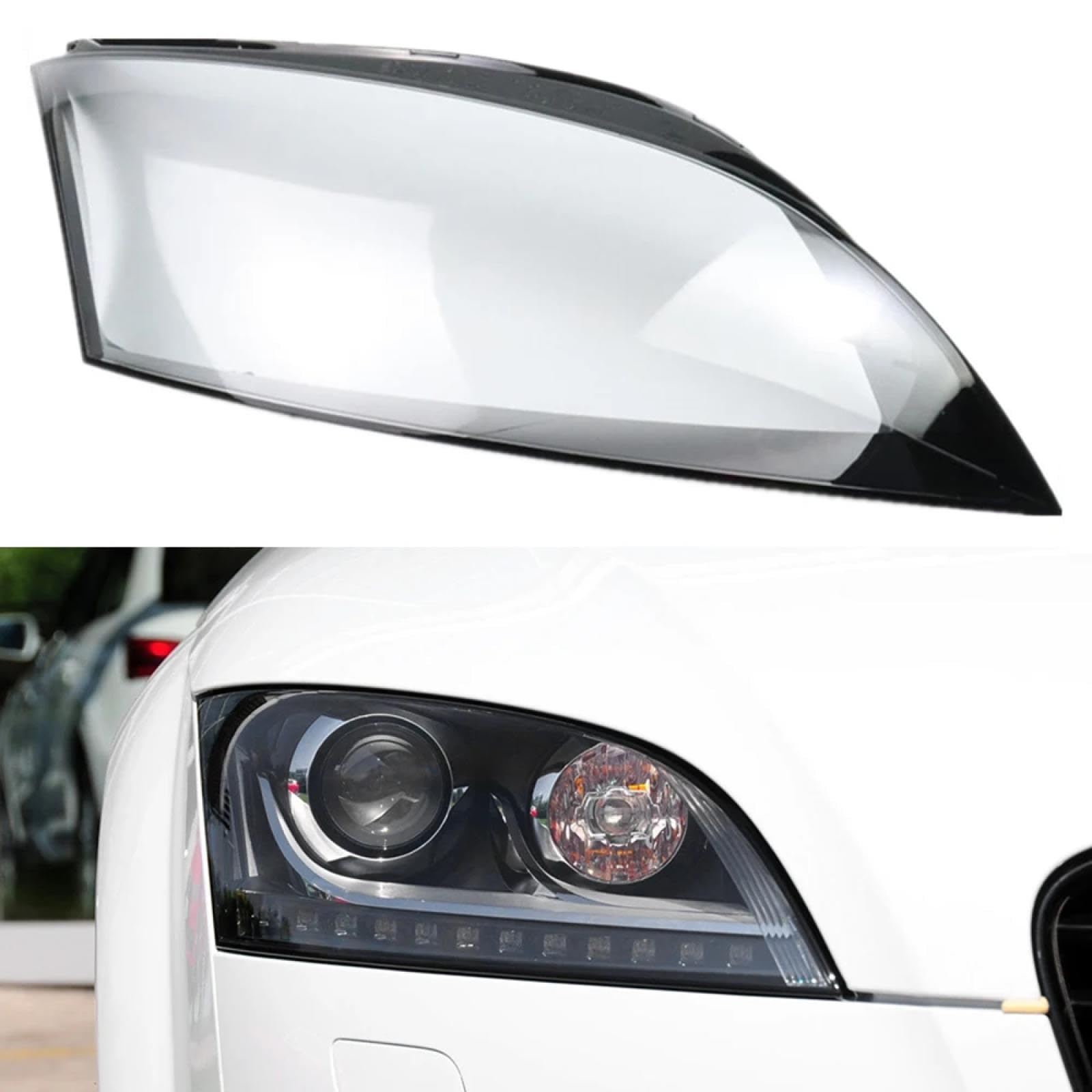 CHROX Für Audi TT TTS TTRs 2008–2014, Auto-Scheinwerfer-Lichtgehäuse, Auto-Scheinwerfer-Objektivabdeckung, Lampenschirm, Glas-Lampenabdeckung Auto klare Linsen hülle Abdeckung von CHROX