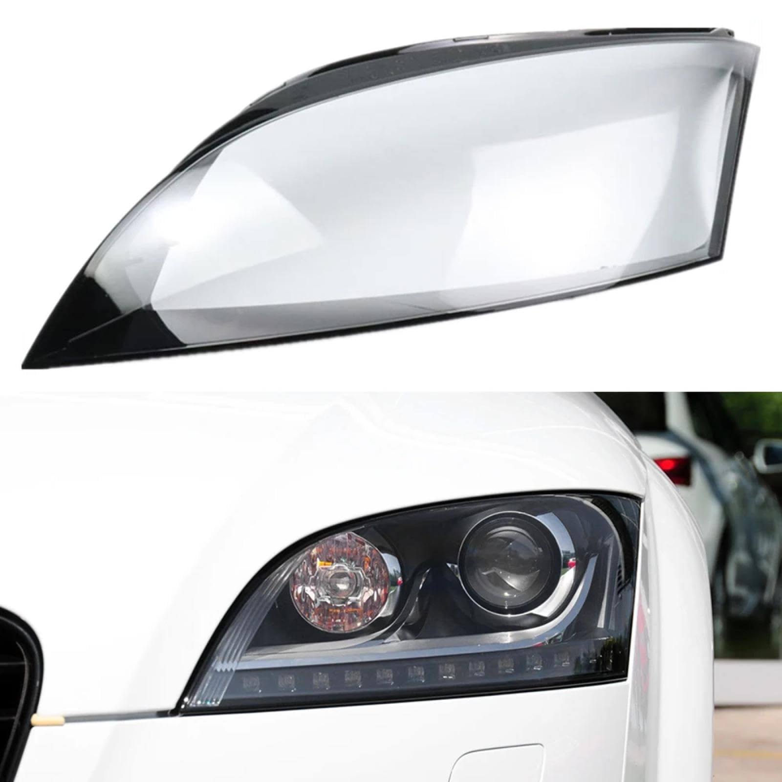 CHROX Für Audi TT TTS TTRs 2008–2014, Auto-Scheinwerfer-Lichtgehäuse, Auto-Scheinwerfer-Objektivabdeckung, Lampenschirm, Glas-Lampenabdeckung Auto klare Linsen hülle Abdeckung von CHROX