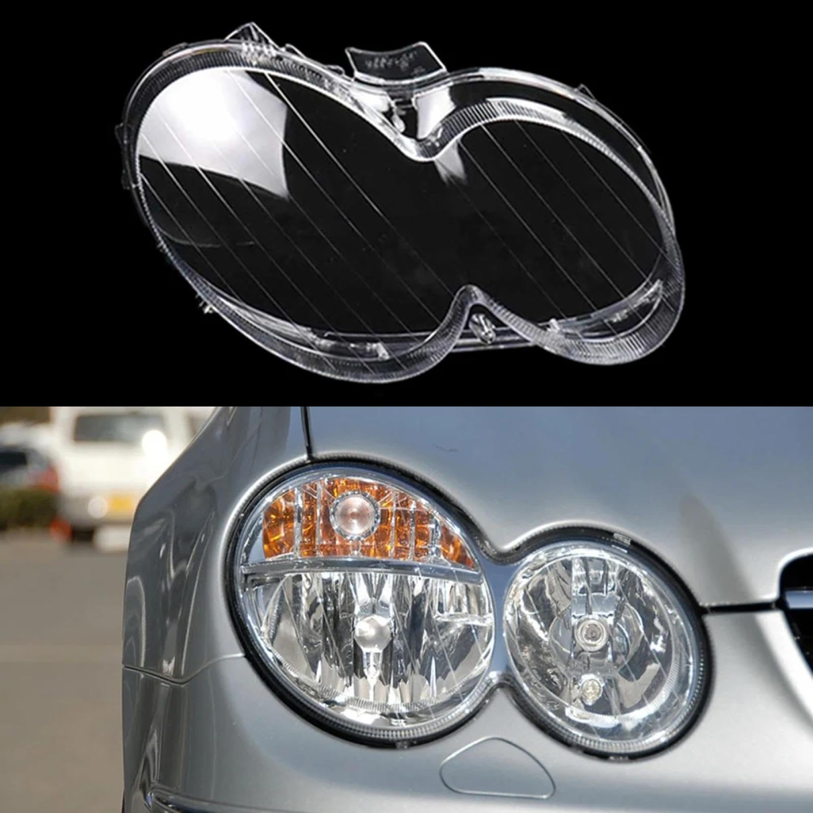 CHROX Für B=ENZ CLK-Klasse W209 2004 2005 2006, Auto-Frontscheinwerfer-Objektivabdeckung, transparenter Lampenschirm, Glas-Lampenabdeckung Auto klare Linsen hülle Abdeckung von CHROX