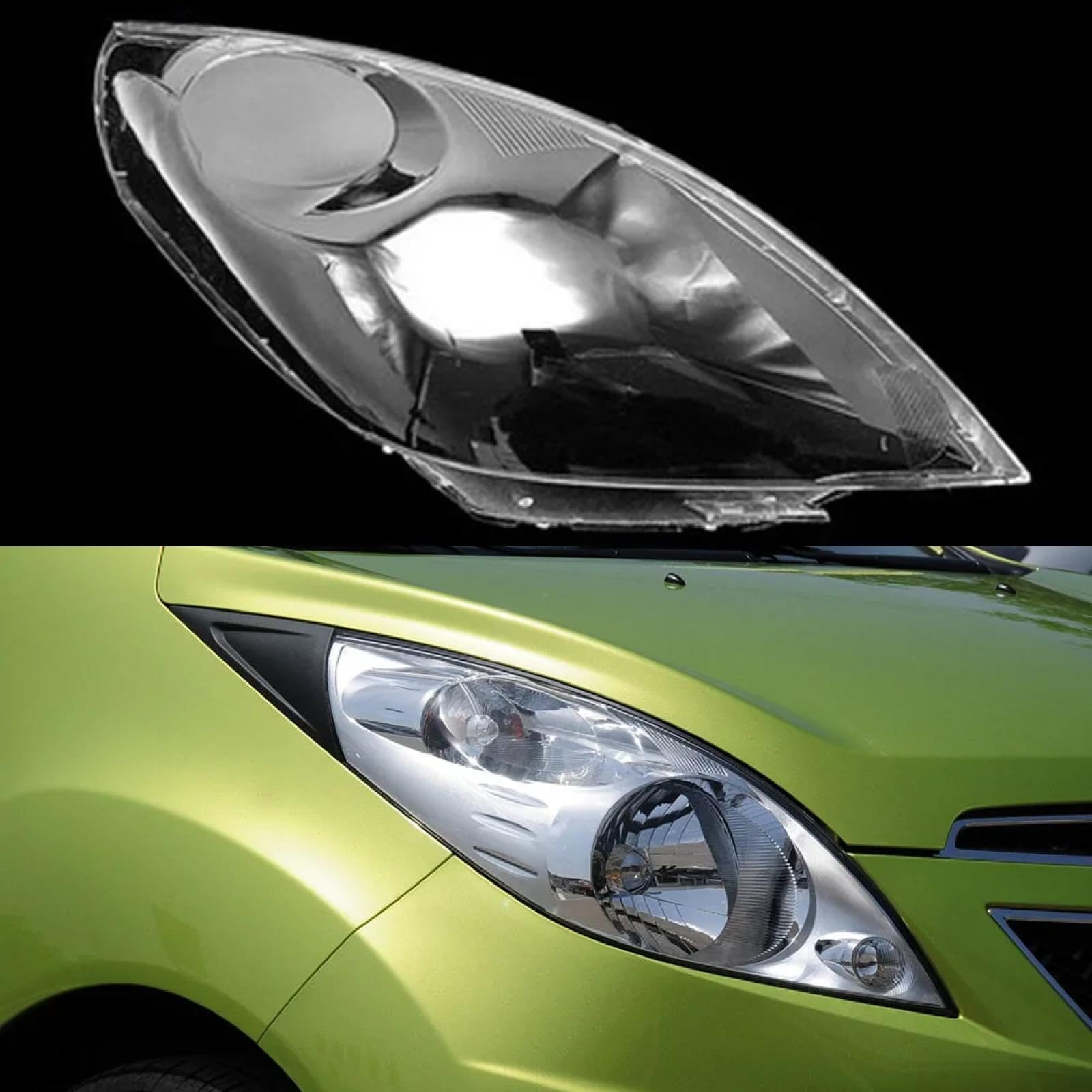 CHROX Für Chevrolet Spark 2011–2014, Auto-Scheinwerfergehäuse, klare Linse, Auto-Frontscheinwerfer-Abdeckung Auto klare Linsen hülle Abdeckung von CHROX