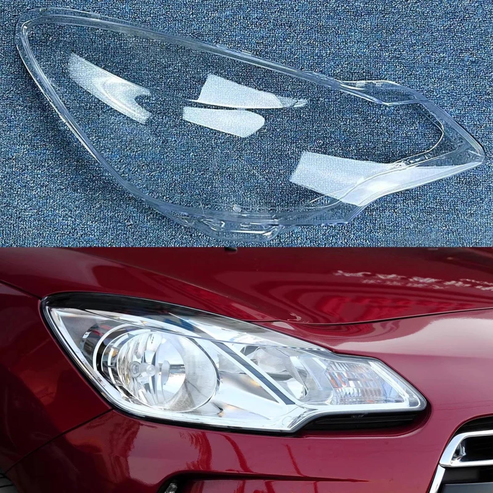 CHROX Für Citroen Ds Ds 3 2011–2014, Scheinwerfer-Glaslinsenabdeckung, Schattenschale, automatische transparente Lichtgehäuselampe Auto klare Linsen hülle Abdeckung von CHROX