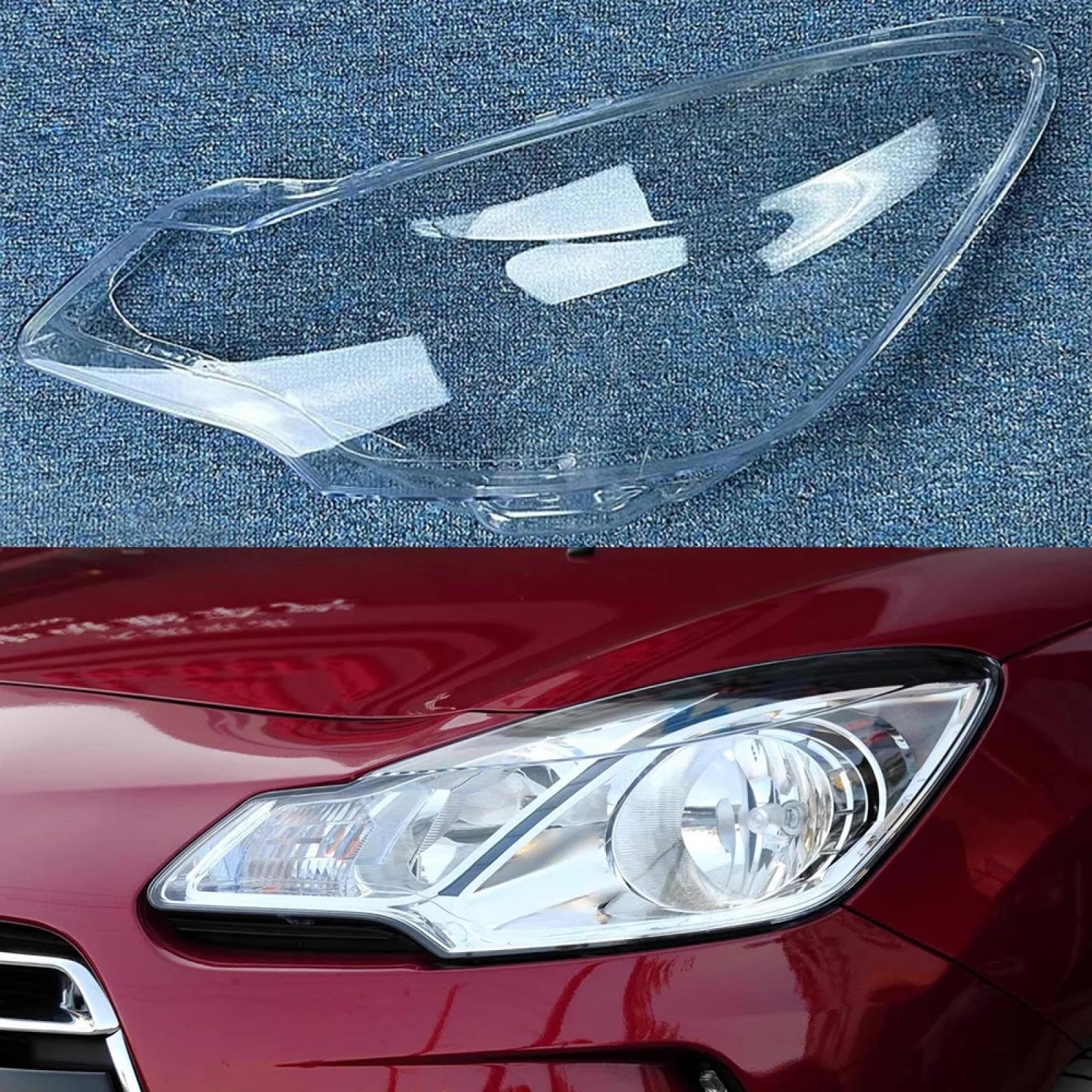 CHROX Für Citroen Ds Ds 3 2011–2014, Scheinwerfer-Glaslinsenabdeckung, Schattenschale, automatische transparente Lichtgehäuselampe Auto klare Linsen hülle Abdeckung von CHROX