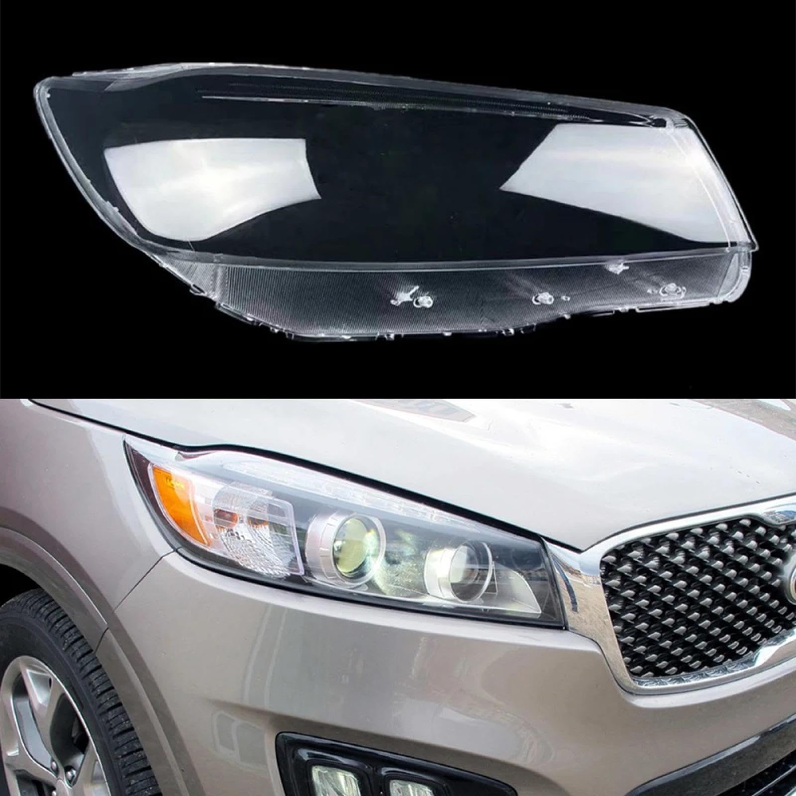 CHROX Für Kia Sorento 2015 2016 2017, Auto-Frontscheinwerfer, transparente Abdeckung, Lampenschirme, Lampengehäuse Auto klare Linsen hülle Abdeckung von CHROX