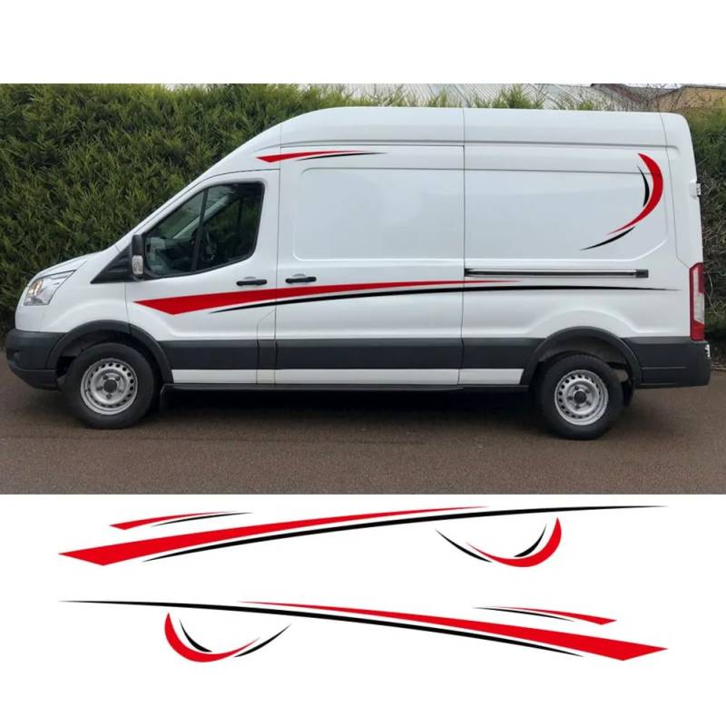 Van-Aufkleber für Ford Transit Mk8 2012–2015, Motorradstreifen, Wohnmobil-Grafiken, Sport-Vinyl-Aufkleber, Auto-Tuning-Zubehör von CHRYCM