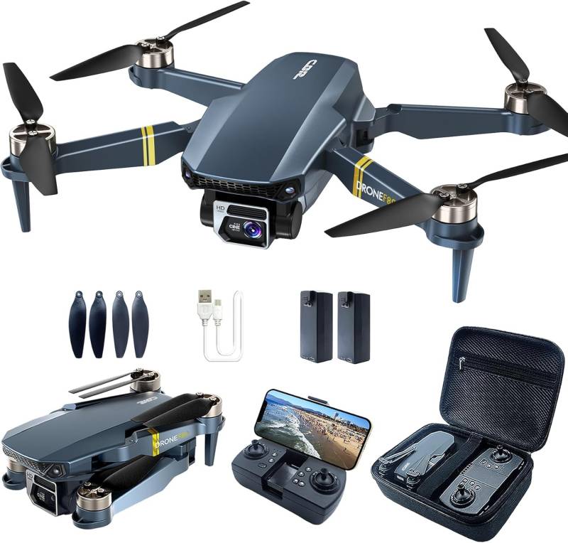 Bürstenlos Super Ausdauer Faltbare Quadcopter Drohne für Anfänger– 40+ Minuten Flugzeit, Wi-Fi FPV Drohne mit 120°Weitwinkel 4K HD Kamera, Bürstenloser Motor, Folge-Modus (2 Batterien) von CHUBORY