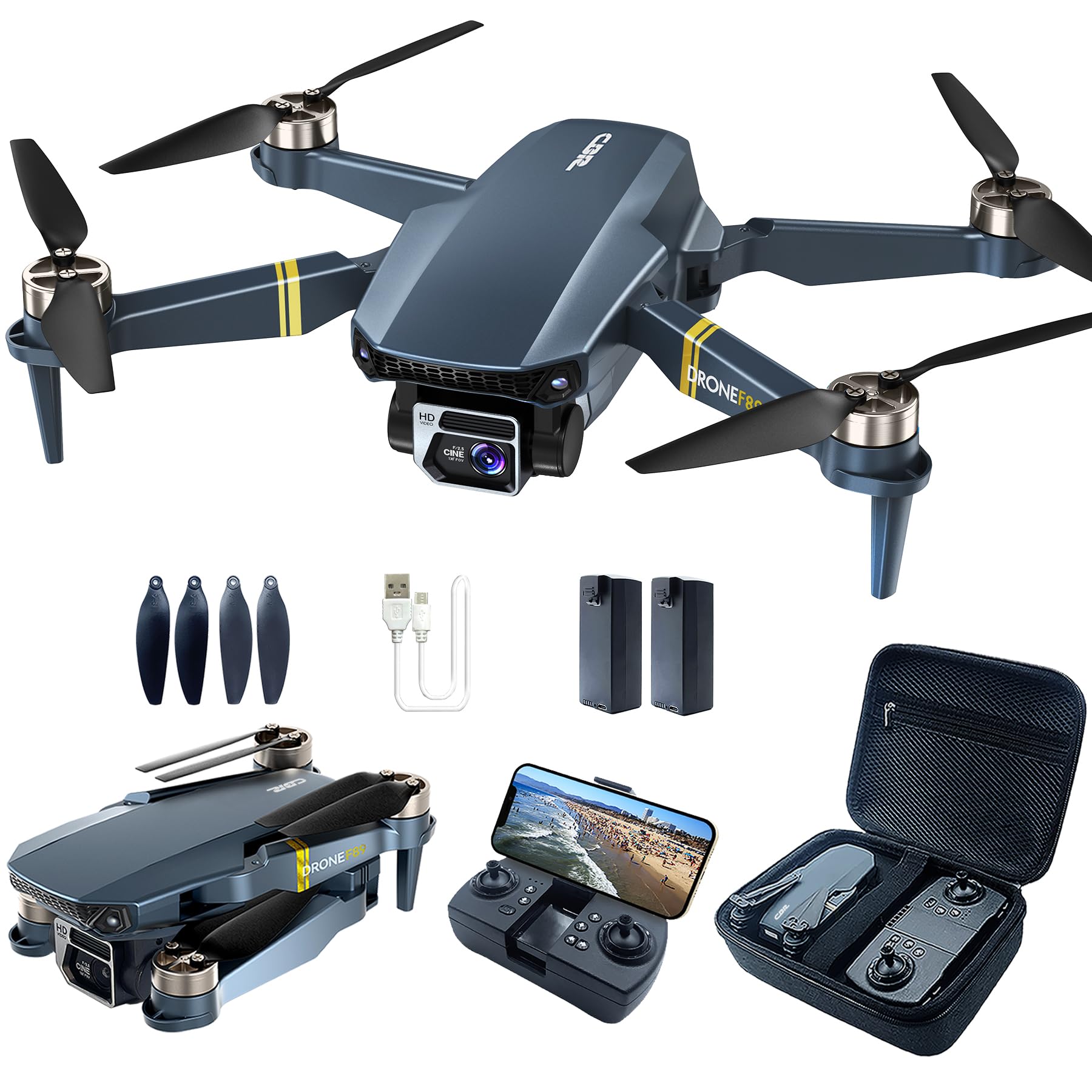 Bürstenlos Super Ausdauer Faltbare Quadcopter Drohne für Anfänger– 40+ Minuten Flugzeit, Wi-Fi FPV Drohne mit 120°Weitwinkel 4K HD Kamera, Bürstenloser Motor, Folge-Modus (2 Batterien) von CHUBORY