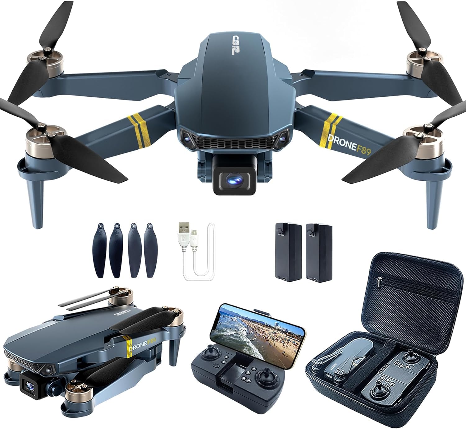 Bürstenlos Super Ausdauer Faltbare Quadcopter Drohne für Anfänger– 40+ Minuten Flugzeit, Wi-Fi FPV Drohne mit 120°Weitwinkel 2K HD Kamera, Bürstenloser Motor, Follow Me, Duale Kameras (2 Batterien) von CHUBORY