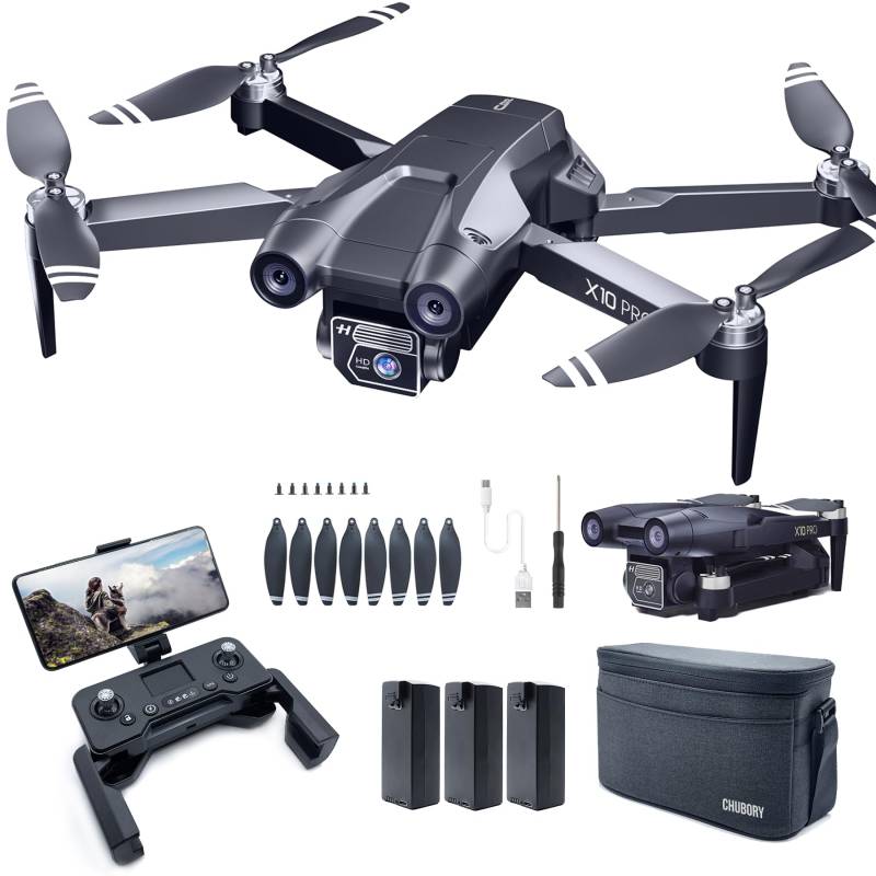 CHUBORY X10 PRO GPS-Drohne mit Kamera für Erwachsene 4K UHD, 90 Minuten Flugzeit, 1000 Meter Steuerreichweite, automatische Rückkehr, Folge-Modus, bürstenloser Motor, 5G RC-Quadcopter für Anfänger von CHUBORY