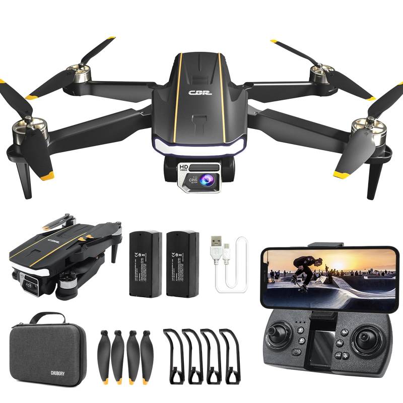 Heavy Duty Brushless Motor Drone with Camera for Beginners, CHUBORY A68 WiFi FPV Quadcopter with HD Camera, Automatic Hovering, 3D Flips, Headless Mode, Trajectory Flight, 2 Batteries, Carry Bag von CHUBORY