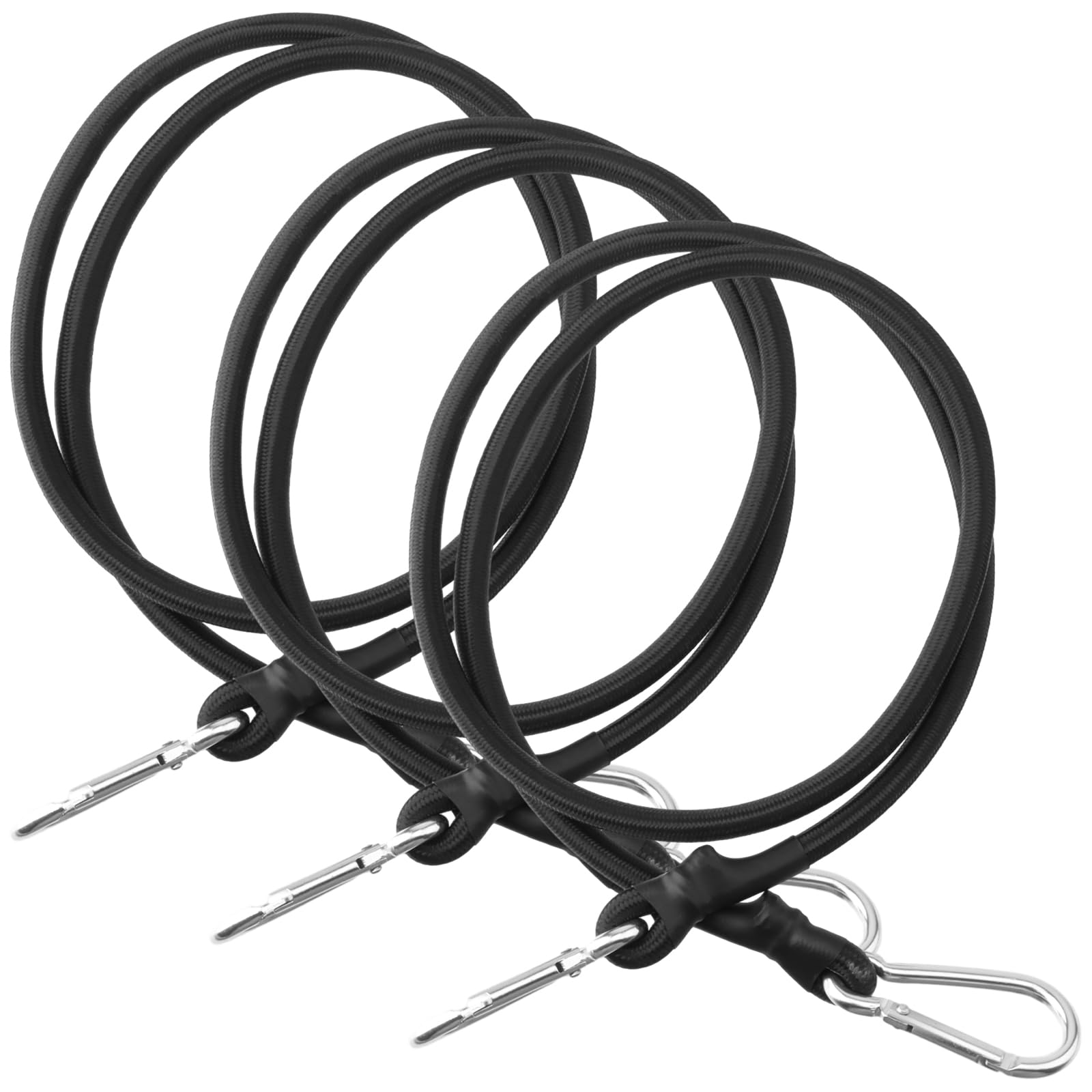 CHUEHKAK 3 Stück Spanngummi mit Karabiner, Spannseil, Latex, 1m Gepäckspanner Schwarz, Gummispanner, Gepäckträger, Gummiexpanderseil, für Outdoor, Fahrrad, Auto, Sonnensegel, Motorräder Ladung von CHUEHKAK