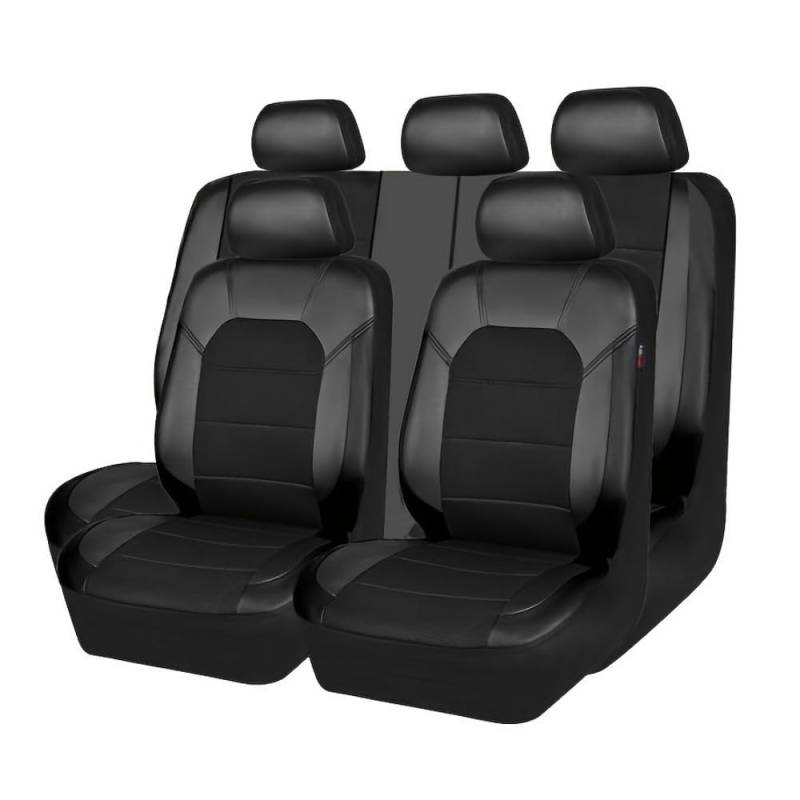 Auto Leder Sitzbezüge für Peugeot 3008 First Generation (T8) 2008-2012 2013 2014 2015 2016, Allwetter Wasserdicht rutschfest Atmungsaktiv Schonbezug Set Sitzkissenschutz,Black von CHUIHUI