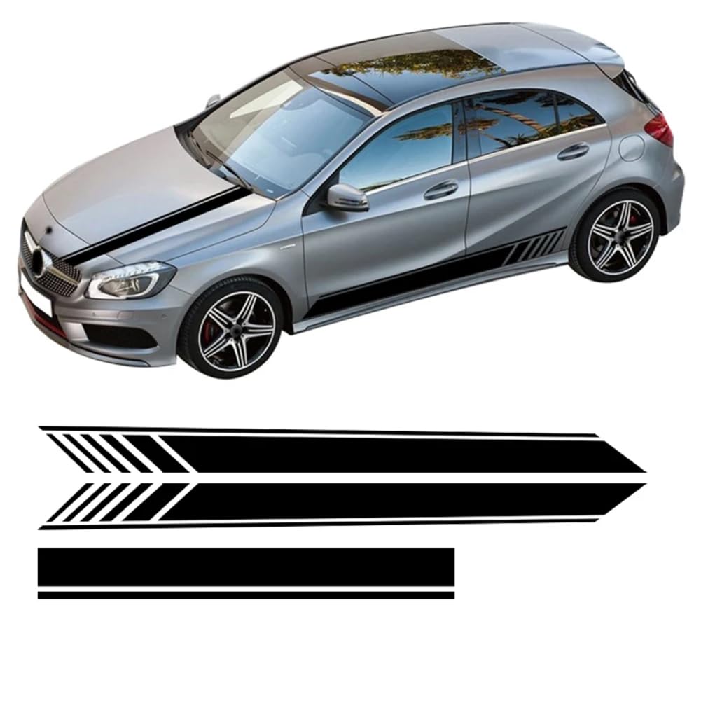 3-teiliger Auto-Motorhaubenaufkleber, Seitenstreifen, Rockaufkleber, für M=ercedes B=ENZ A-Klasse W177 V177 2020 A35 A45 A45S W176 AMG Zubehör von CHUITING